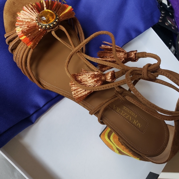 Killer Aquazarra suede embroidered sandals- gorgeous! Brand NWT